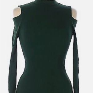 Dark green long sleeve cold shoulder